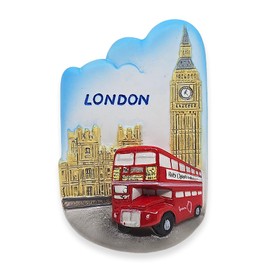 WitnyStore Tiny 3" Red Bus and Big Ben London England - Miniature Hand Made Resin 3D Europe Landmark Tourist Attraction Decorative Refrigerator Fridge Magnets Décor Collectible Traveler Souvenir Gifts