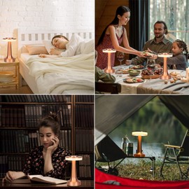 Fazipu Touch Cordless Lamp,Rechargeable Table lamp,3 Colors dimmable Portable Led Table lamp,Cordless Table Lamps for Home,Battery Operated Table lamp,for Bedroom/Restaurants/Outdoor (Rose Gold)