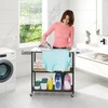 GILLAS Ironing Board with 2 Tier Storage Basket, Movable Ironing