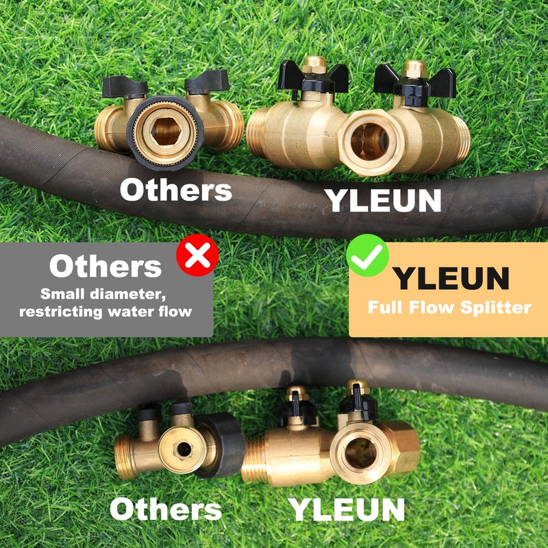 YELUN Garden Hose Splitter Full Flow Splitter No Restricted-Flow Connector