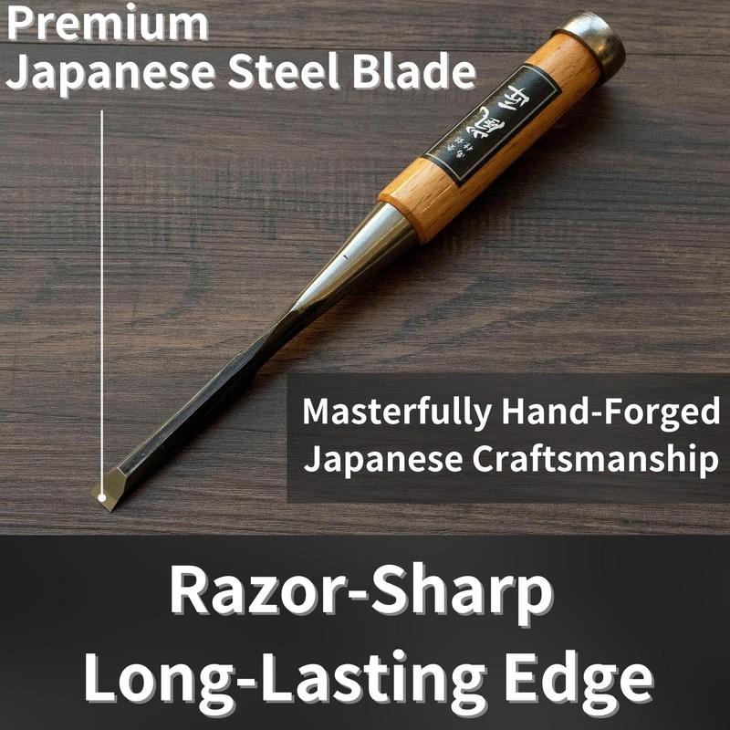RANSHOU Japanese Chisel 9mm 3/8" Mortise Chisel Oire Nomi, Professional
