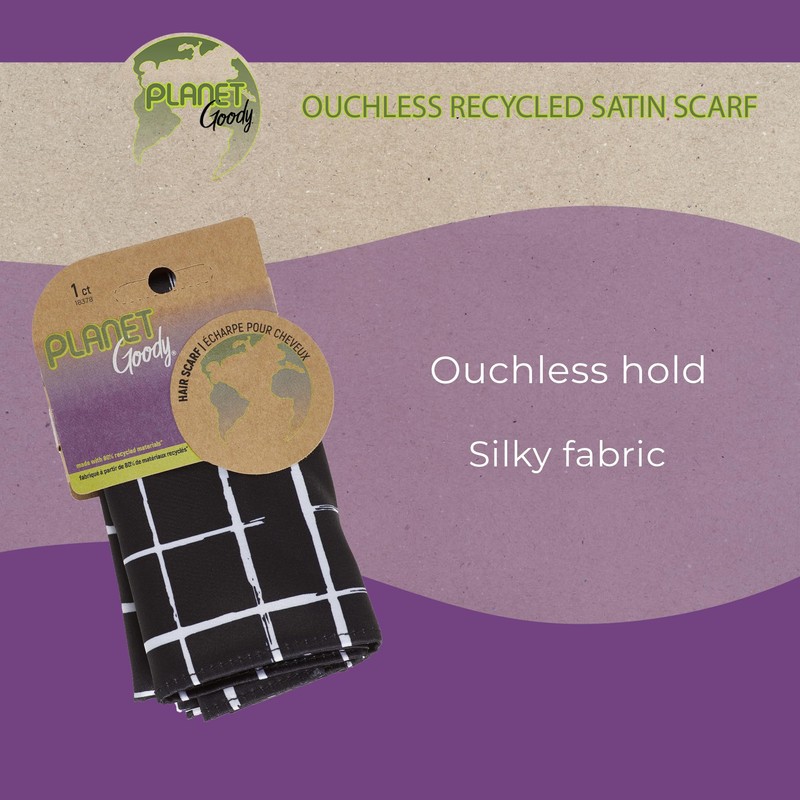 GOODY Planet Ouchless Recycled Satin Scarf 1ct Black and White