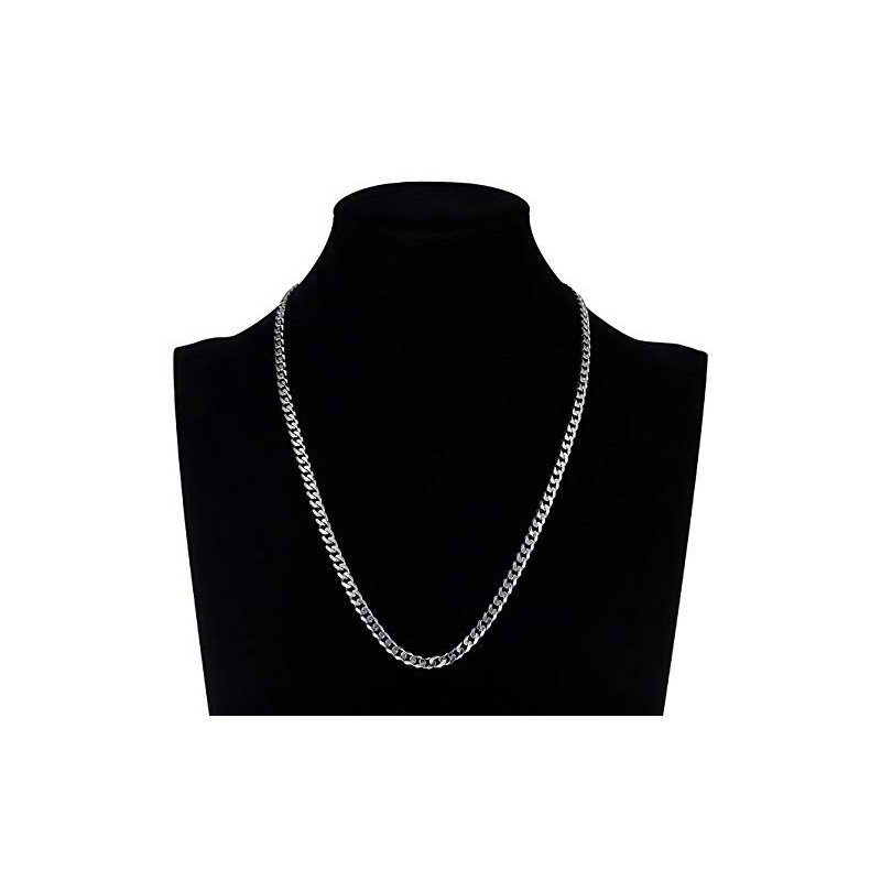 r_planning Silver Necklace, Curb Chain, Simple Design, Accessory, Unisex, Unisex