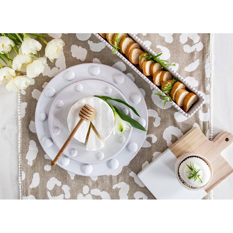 Mud Pie Beaded Dinner Plate; 11" Dia,White