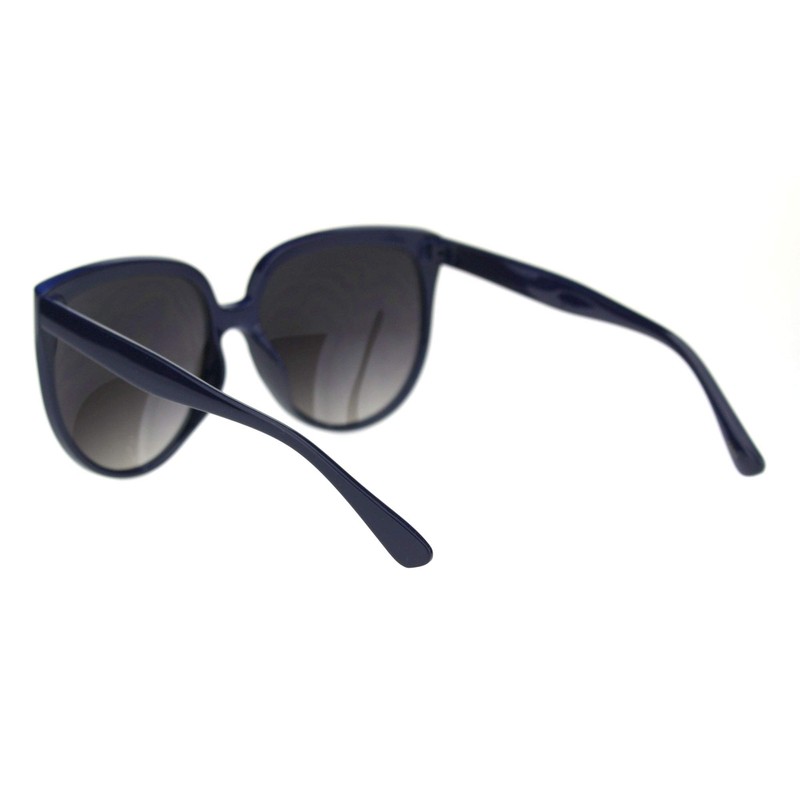 Womens Oversized Boyfriend Style Plastic Retro Horn Sunglasses Navy Silver