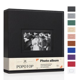 Popotop Photo Album 4x6 300 Pockets with Leather Hardcover Cover, Small Photo Album Holder Book with 50Pcs Pages for Family Travel Wedding Baby Gifts