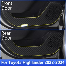 Car Door Anti Kick Pad for Toyota Highlander 2020 2021 2022 2023 2024 2025 2026 Accessories Carbon Fiber Style Leather Sticker Sill Protector Cover Edge Guard Side Mat (Not Fit Grand Highlander)