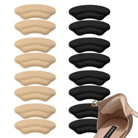8 Pairs Heel Pads for Shoes, Heel Cushion Pads Beige and Black Inserts for High Heel Shoes for Heel Pain, Heel Slipping, Blisters, Friction