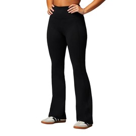 Fabletics Women's Oasis Pureluxe High-Waisted Kick Flare, Light Compression, Buttery Soft, S, Black