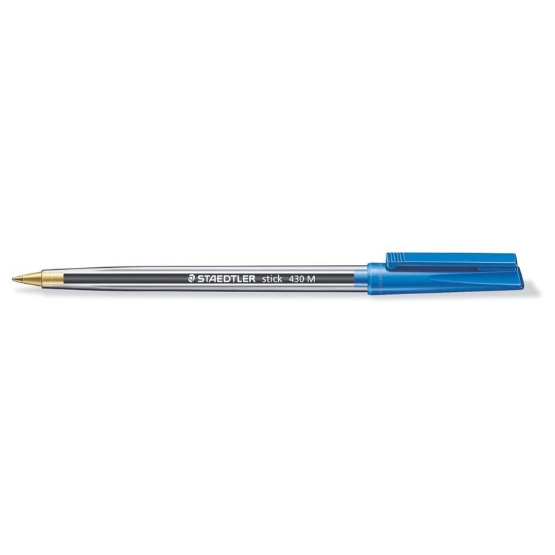 Staedtler Medium Stick 430 Ballpoint Pen, Blue, Pack of 6