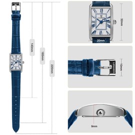 Women's Leather Strap Watch Dainty Elegant Womens Watches Classic Vintage Retro Square Ladies Quartz Watches Gifts Present for Her