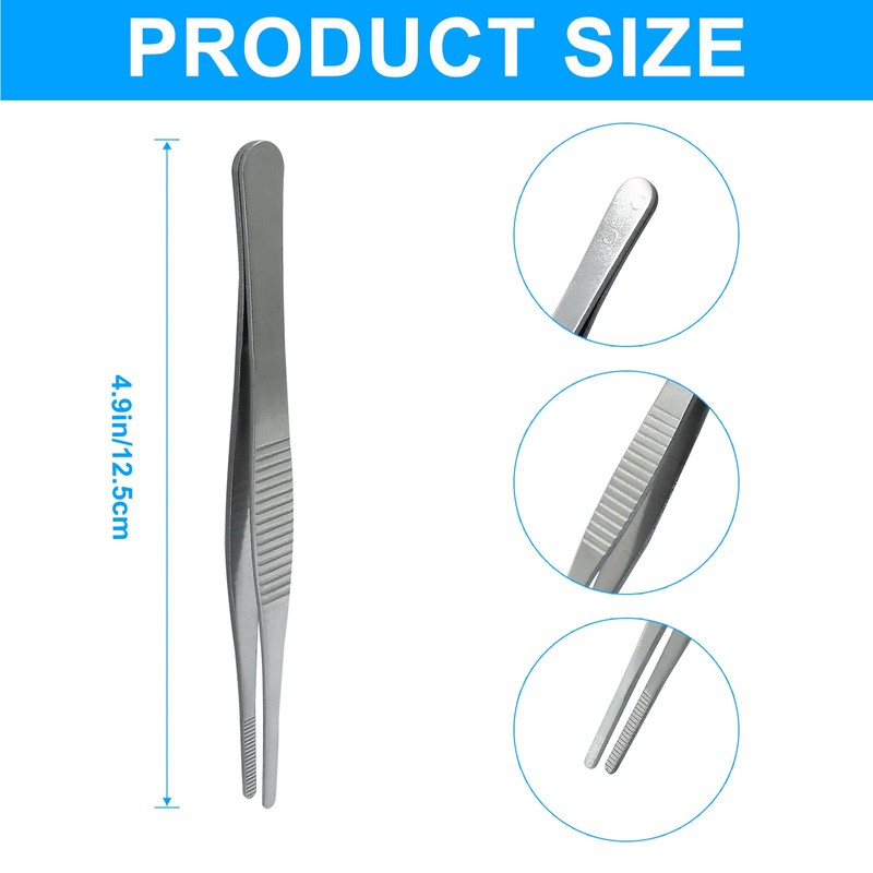 Cionyce 2 Pcs 5 Inch Stainless Steel Forceps, Straight Metal