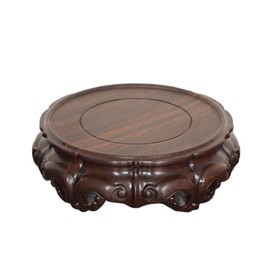 GOLDY&WENDY Rosewood Round Asian Wood Carving Pedestal Smooth Sturdy Display Wooden Ornament Stand Base