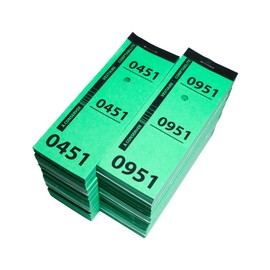 1000 Cloakroom Tickets | 5 x 14 cm | Perforated and precut – 3 Parts | 20 Packs of 50 Tickets | Green