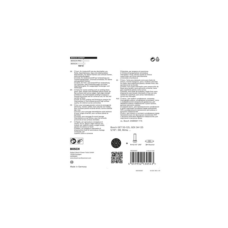 Bosch Professional 1x Expert Multihole Backing Pad Universal (Version Medium,