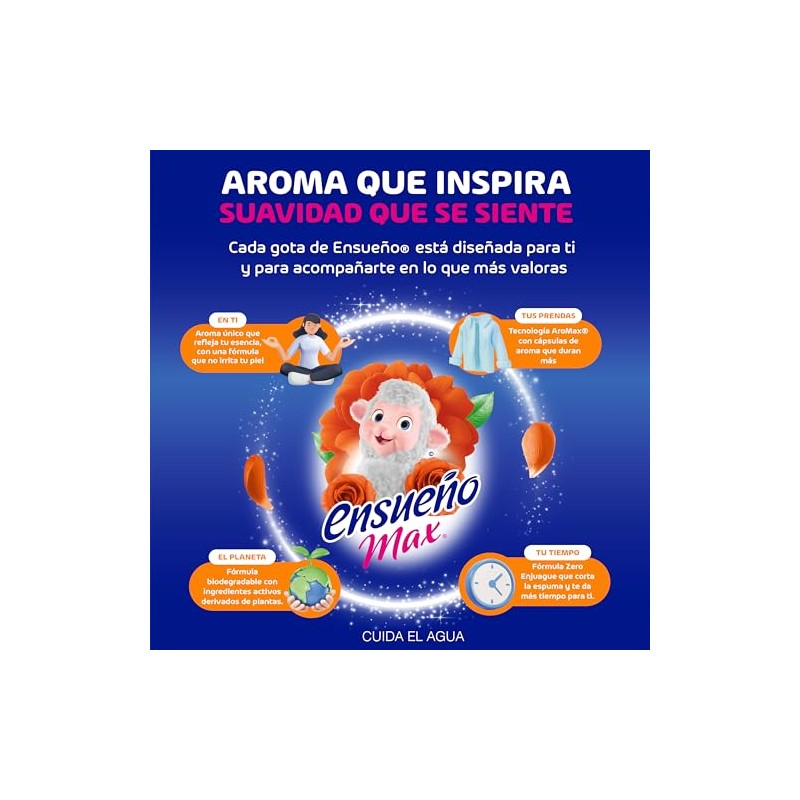 Ensueño Max suavizante de telas liquido Fresca Armonia 850 ml.