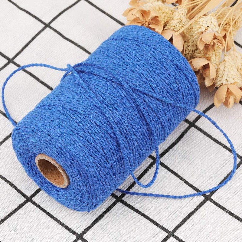 200M Blue Cotton Twine String 2MM Blue String for Crafts