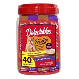 Delectables Squeeze Up Non-Seafood Chicken Variety Pack, Creamy Squeezable Puree, Lickable Wet Cat Treats, Grain-Free, No Added Fillers, 0.5 Ounces Tube, 40 Tubes Total