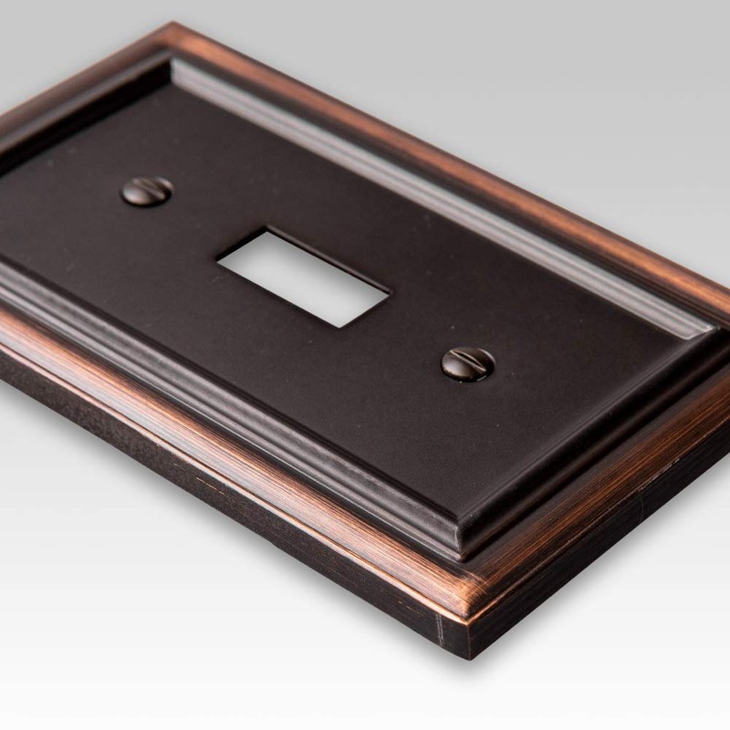 Amerelle Continental Single Toggle Cast Metal Wallplate in Aged Bronze