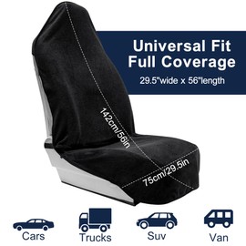 Car Seat Cover Protector, 2 Pack Waterproof Sweat Towel Seat Cover for Rainy Day, Gym, Workout, Running, Swimming, Beach, Hiking, Multi-Purpose Seats Covers Universal Fit for Cars SUV Trucks (Black)