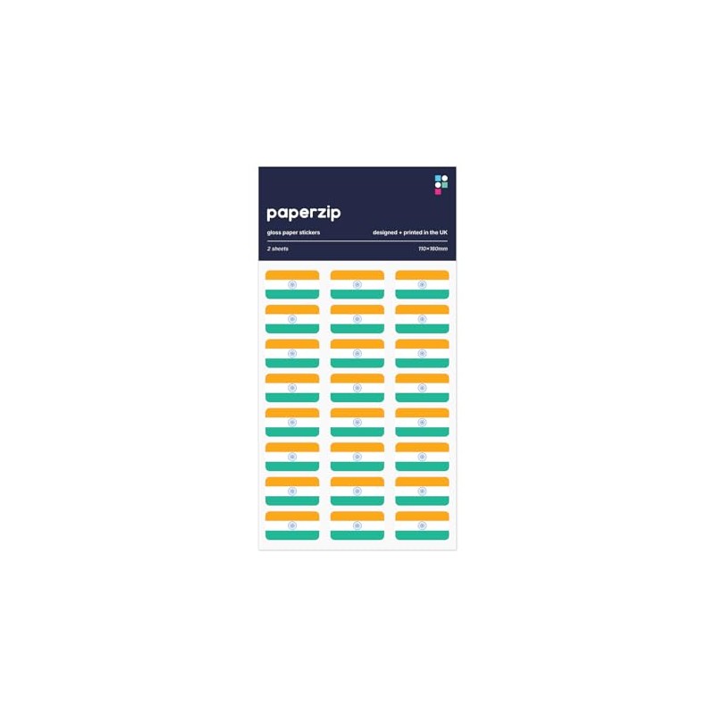 PAPERZIP - India Flags – 48 Stickers for Business, Schools,