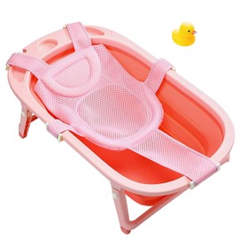 Red de Apoyo para asiento de Baño de Bebé, Soporte Tina Bebe Respaldo Bañera Antideslizante,Malla de Ducha para Recién Nacido (Rosa)