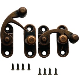 2 Pack Vintage Style Zinc Alloy Horn Latch - Antique Cabinet Lock Decorative Drawer Door Latch for Home Barn Furniture Jewelry Box - Rust-Resistant Easy Install (Red Bronze,S)