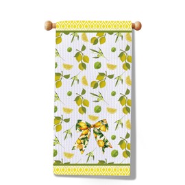 Mediterranean Gift Lemons and Moroccan Tile Kitchen Towel Yellow Lemon Housewarming Gifts（Lemon Towel UK）