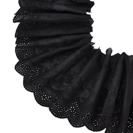 BENECREAT 4.6m di Pizzo con Occhielli In Cotone Nero, Pizzo Smerlato Ricamato Largo 20cm per Cucire Abiti, Borse, Vestiti, Animali Domestici, Decorazioni