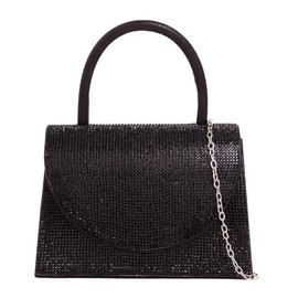 UShopUK Shiny Glitter Diamante Top Handle Bridal Prom Wedding Evening Clutch Party Purse Hand Bag (Black)