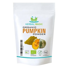 Herbal Magic's Organic Pumpkin Fruit Powder-Ideal thickener in soups,sauces and Gravies.Coloring additive/Aromatizer-Supports Regularity & Healthy Stool in dogs-100g