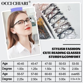 OCCI CHIARI Petite Reading Glasses for Small Face Women Fashion Slim Reders 2.25+(1.0 1.25 1.5 1.75 2.0 2.25 2.5 2.75 3.0 3.5 4.0 5.0 6.0)