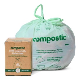 Compostic Home Compostable Trash Bags, 2.99 Gallon Small Kitchen Rubbish Bags, Extra Strong & Quickly Breaks Down, 50 Count