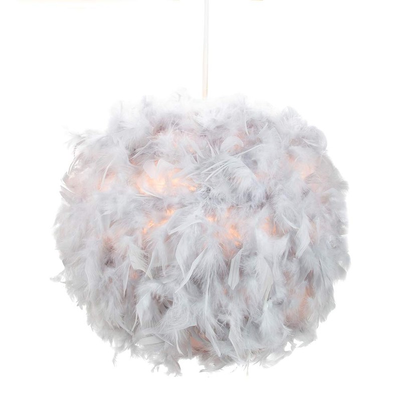 Eye-Catching and Modern Real Natural Grey Feather Decorated Small Pendant