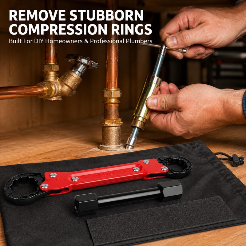 6 Pcs Angle Stop Wrench Kit with 1/2" Compression Sleeve