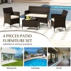 COSTWAY 4 Pieces Comfortable Outdoor Rattan Patio Garden Sofa Set