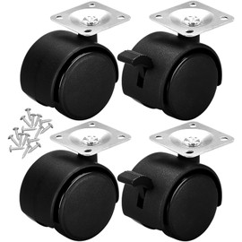 Xpieoyrm Small Swivel Castors for Furniture, Pack of 4 Furniture Castors 50 mm, 2 Wheels with Brake, 2 without Brake, Transport Wheels for Indoor and Outdoor Use, 360° Rotatable Swivel Castors for