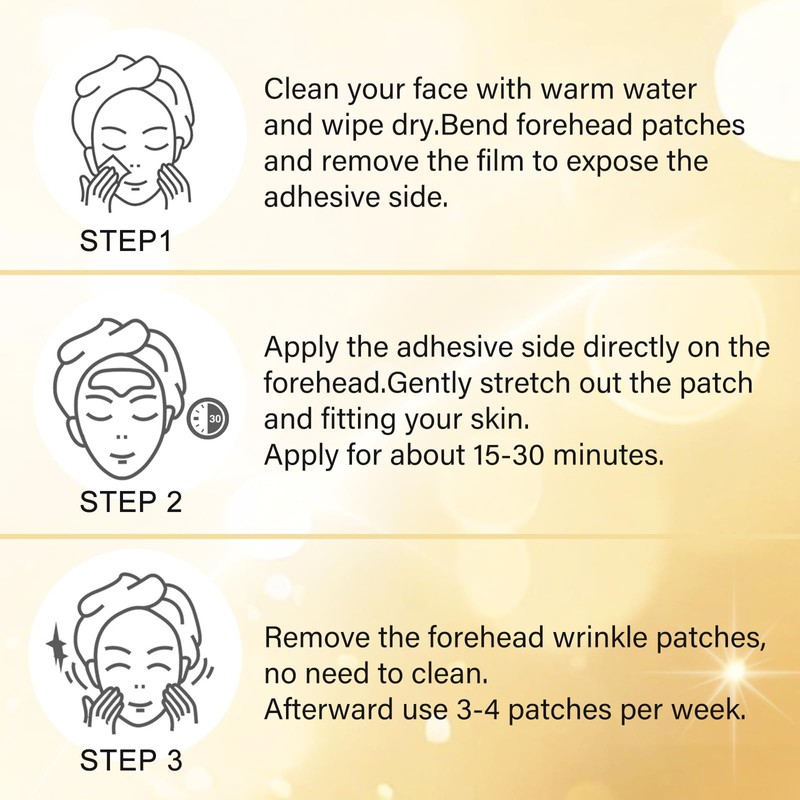 Jakuva 24K Gold Forehead Wrinkle Patches for Face-Hydrogel Pads with