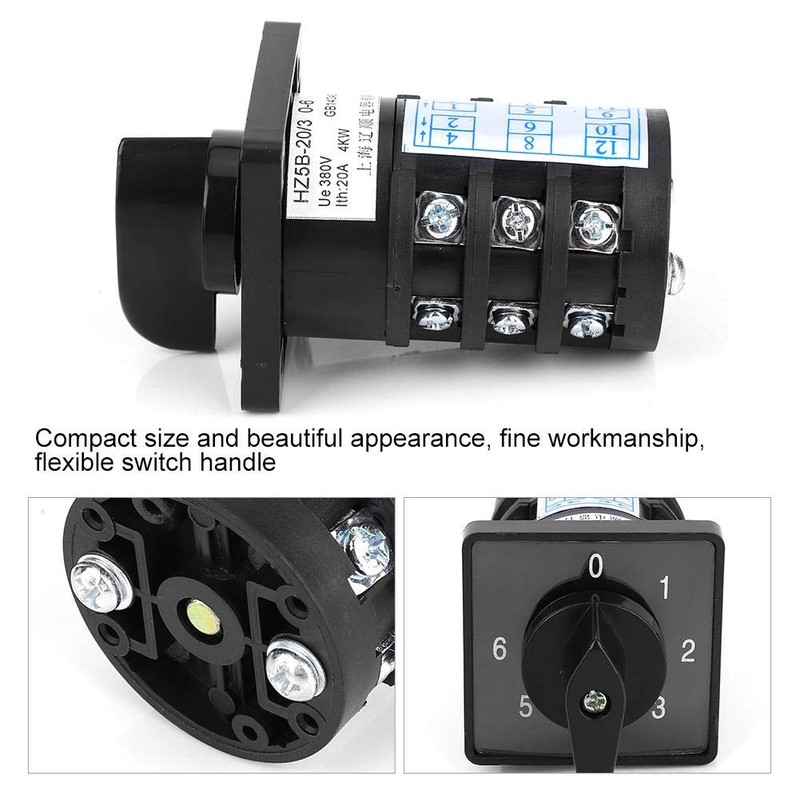 Switch 7 Position, 500V 20A Toggle Switch Selector Switch, 12