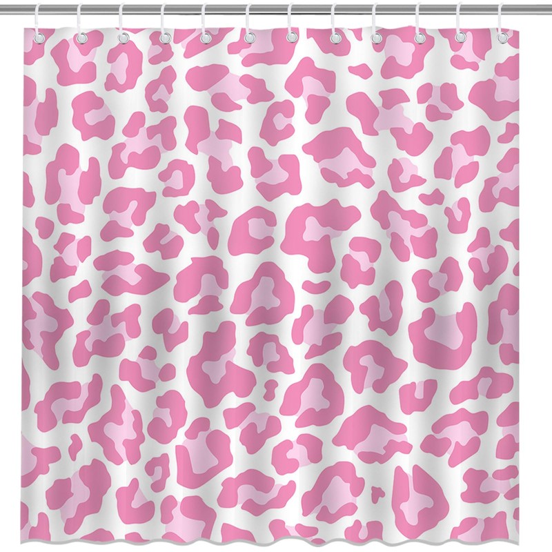 Mocsicka - Cortina de ducha con estampado de leopardo rosa,