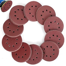 Juego de 100 Discos de Lija, Amoladora Excéntrica con Gancho y Bucle de 12.5 cm, Discos de Lija Papel de Lija 8 Agujeros, 10X (60/80/100/120/180/240/320/400/600/800),Lijadora Orbital Aleatoria