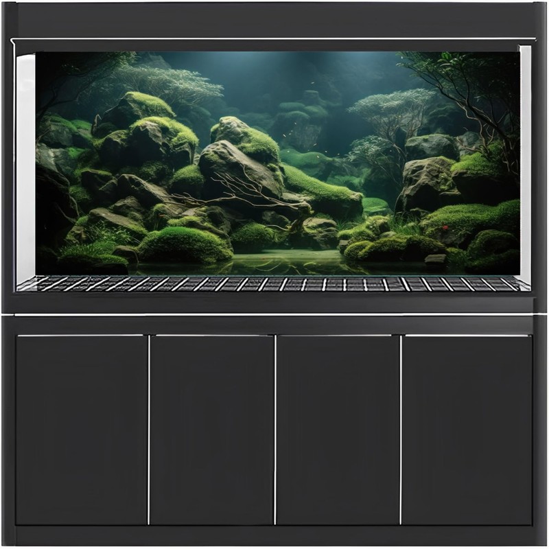 MIRRORANG 76x46cm Tropical Fish Tank Poster Backdrop River Bed &