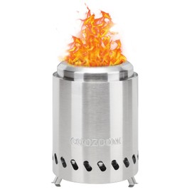 COOZOOM Portable Table Top Fire Pit with Stand, 5.5" Stainless Steel Mini Outdoor Low Smoke Burning Tabletop Firepit Fueled by Pellets or Wood, for Outside Camping