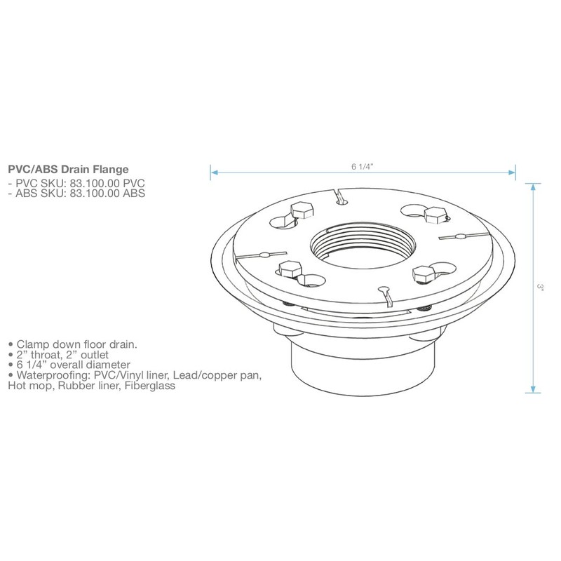 QM Drain QM Drain 2 Inch PVC Shower Drain Base