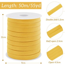 LEREATI Black Bias Tape Double Fold 1/2 Inch x 55 Yards, Polyester Fabric Seam Binding Tape for Sewing, Seaming, Hemming, Piping, Quilting, Upholstery Trim