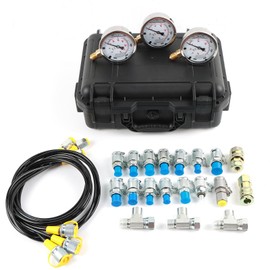 IMELBUFF Hydraulic Pressure Test Kit 250/400/600bar, 3 Gauges 16 Couplings 3 Tee Connectors 3 Test Hoses Hydraulic Test Kit for Excavator Construction Machinery