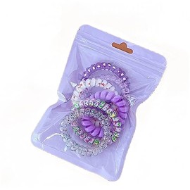Waterproof Spiral Hair Ties, 6pcs/set Multicolour Ponytail Holders For Woman Girls Telephone Cord Hair Coils For Thin Hair (Purple)