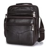 Business Shoulder Bag Black Cowhide Metal Zippers Large Capacity Business