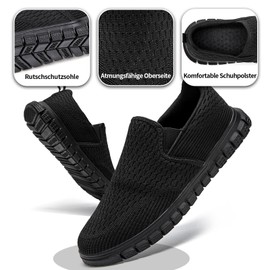 VLHGCG Men's Slip-On Trainers, Breathable Lightweight Casual Shoes with Non-Slip Sole, Office and Travel-Friendly Men's Shoes, Comfortable, black, 41 EU