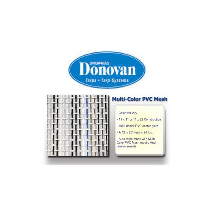Donovan Multi-Colored PVC Mesh Tarps w/Grommets and Spline, High Grade